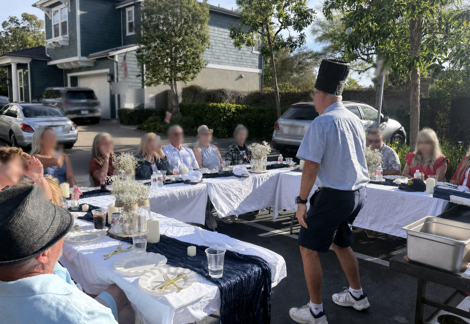 Private hibachi chef interaction with party guests