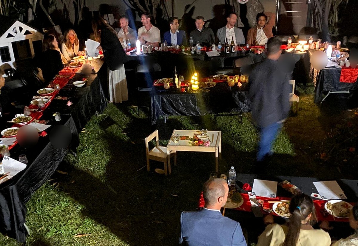 Guests enjoying a private hibachi party at home
