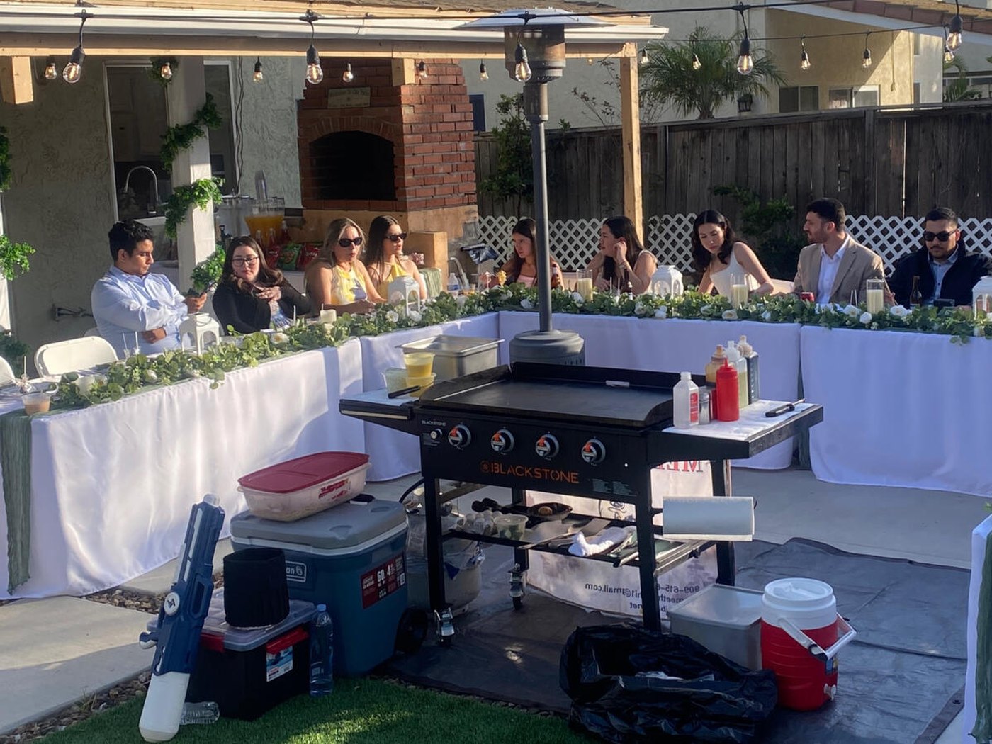 Hibachi grill setup at a real Los Angeles backyard party